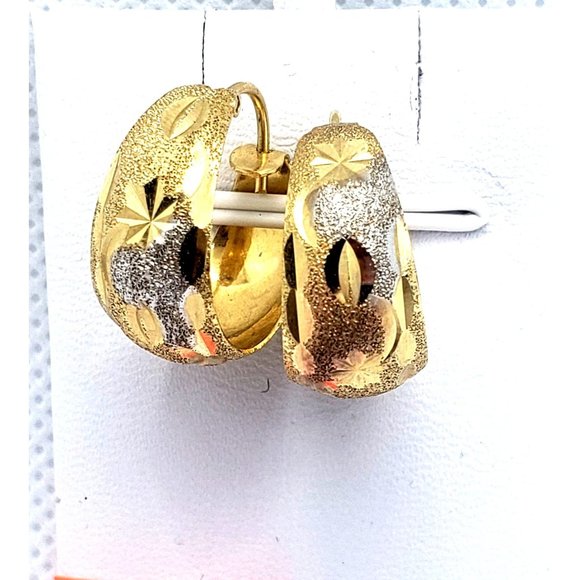 14k REAL GOLD Stamping Hoop Earrings 20 mm